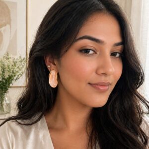 Resin Stud Earrings Worn by Model