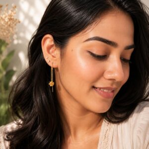 Cluster Gold Bead Threader Earrings