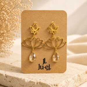 Double lotus danglesClear glass stone