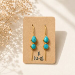 Double stone earcuff torquouse blue