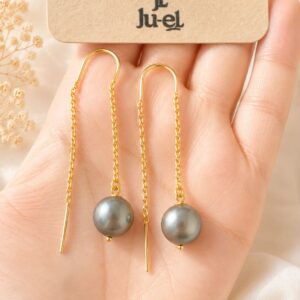 Flat Pearl Threader Earrings