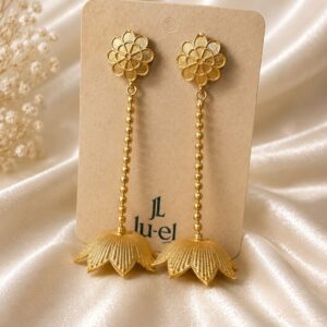 Golden Lotus Bloom Danglers Primary Image