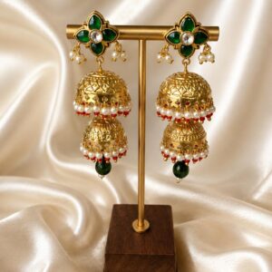 Noor Jhumka Earrings Green Primary Image