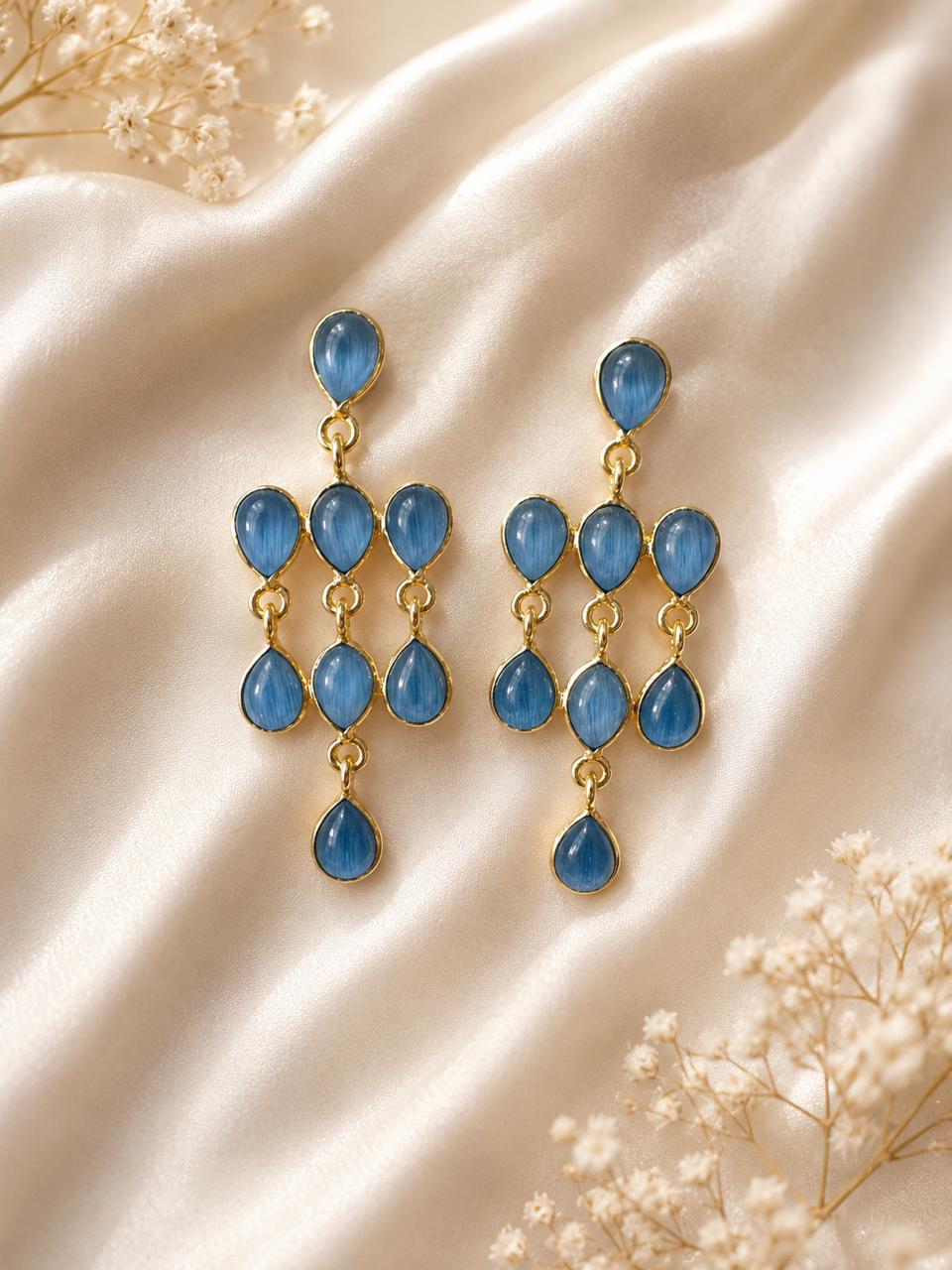 Riya dangler earrings teal blue