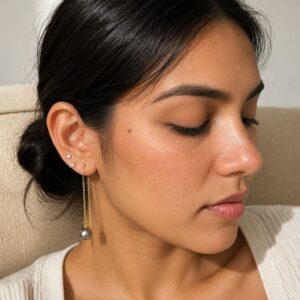 Flat Pearl Threader Earrings