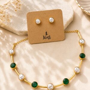 Pearl & Colour Stone Choker Set