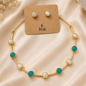 Pearl & Colour Stone Choker Set