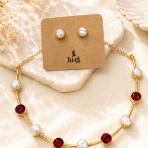 Pearl & Colour Stone Choker Set