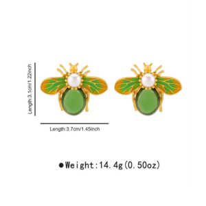Emerald Bee Stud Earrings
